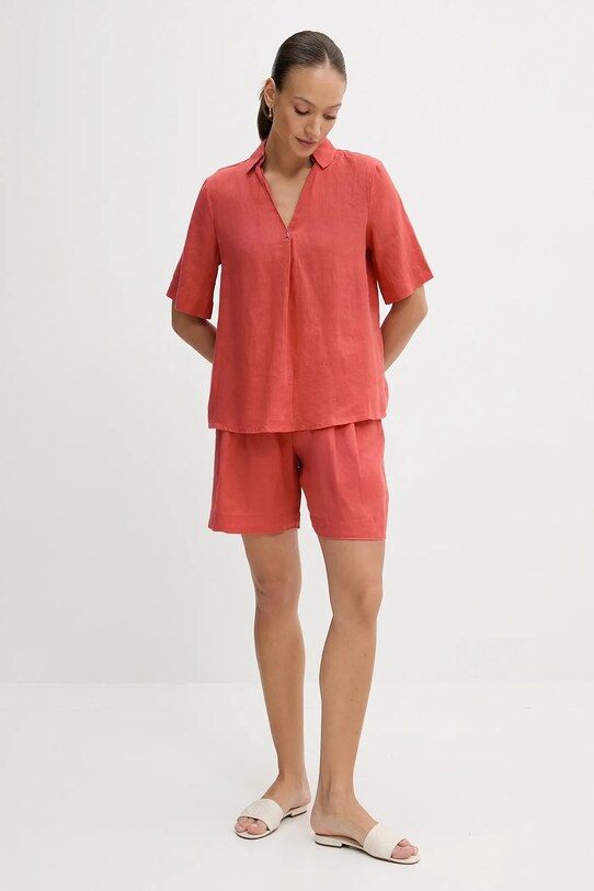 Льняная блузка United Colors of Benetton 5BMLDQ0B6 красный SS25