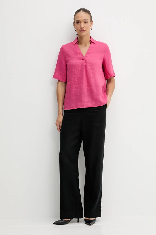 United Colors of Benetton bluză din in 5BMLDQ0B6 roz SS25