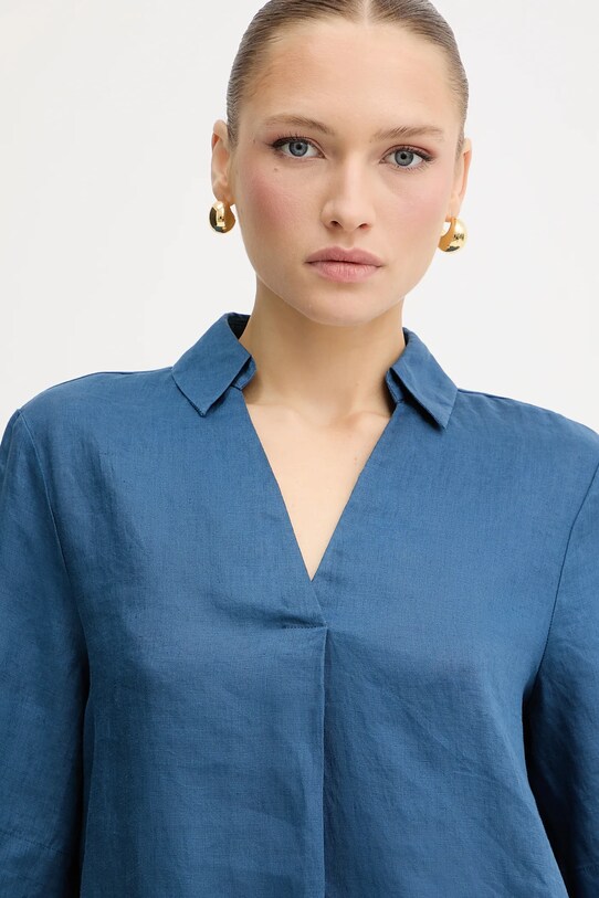 Lanena bluza United Colors of Benetton plava 5BMLDQ0B6