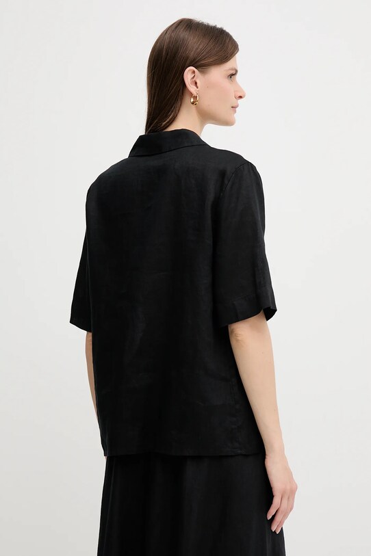 Îmbrăcăminte United Colors of Benetton bluză din in 5BMLDQ0B6 negru