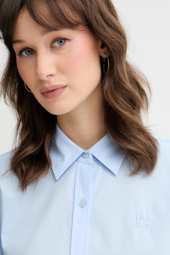 HUGO koszula damska bawełniana niebieski 50540156