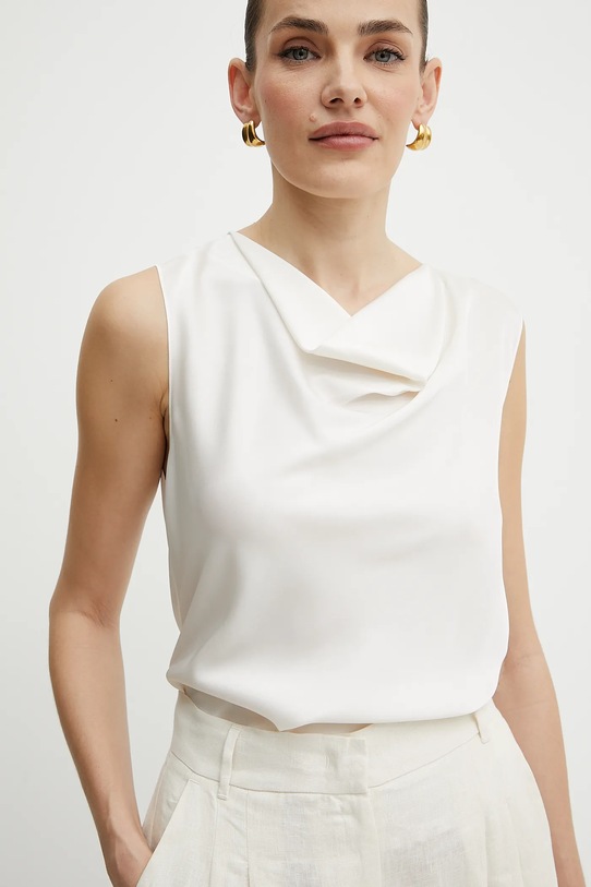 BOSS bluzka jedwabna beżowy 50537652