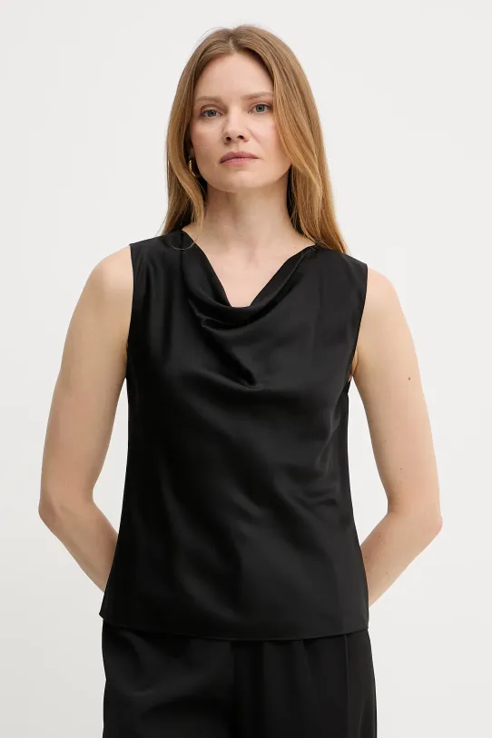 BOSS bluzka jedwabna regular czarny 50537652