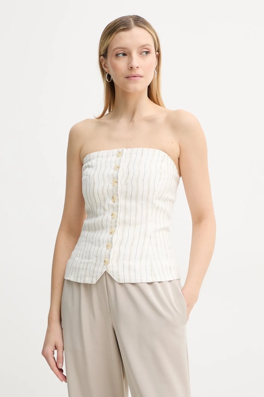 Samsoe Samsoe vászon top SAELLENA ujjatlan fehér F25100017