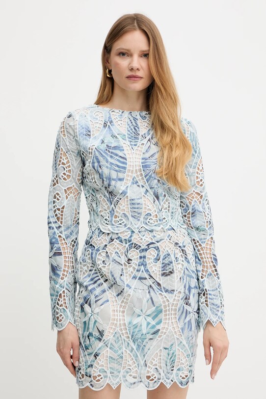 Guess bluză ANASTASIA cu modele turcoaz W5GH0T.WHAD2
