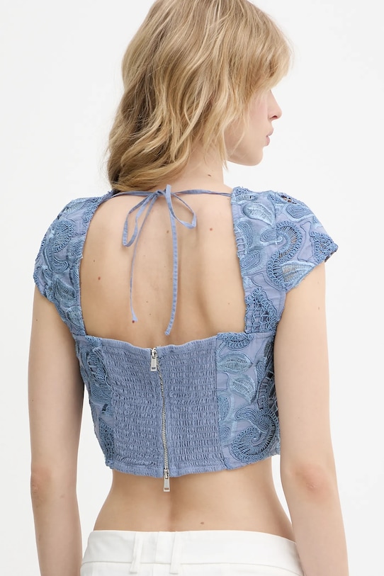 Ruházat Guess blúz pamutból DOMITILLE W5GH65.WH521 kék