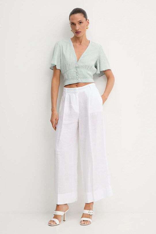 Guess bluzka z domieszką lnu LUIZA W5GH82.D5N81 niebieski SS25