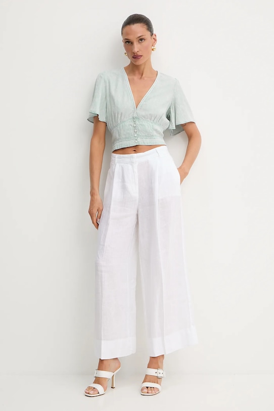 Halenka se lněnou směsí Guess LUIZA W5GH82.D5N81 modrá SS25