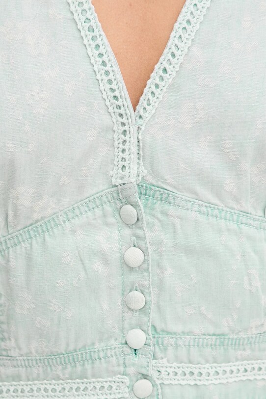 Guess bluzka z domieszką lnu LUIZA W5GH82.D5N81 niebieski