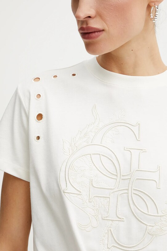 Guess t-shirt bawełniany EYELET W5GI18.I3Z14 beżowy