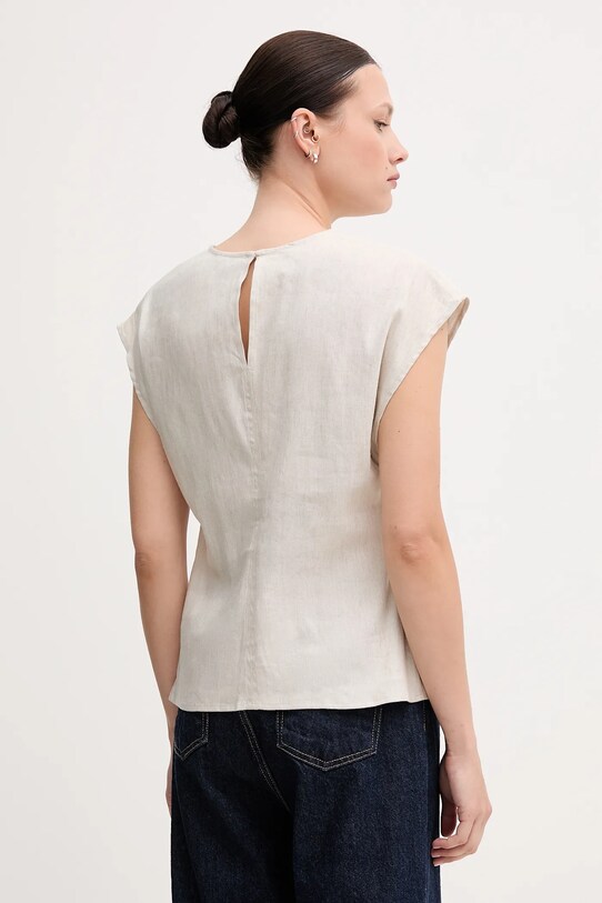 Odzież Calvin Klein bluzka lniana LV044B120G beżowy