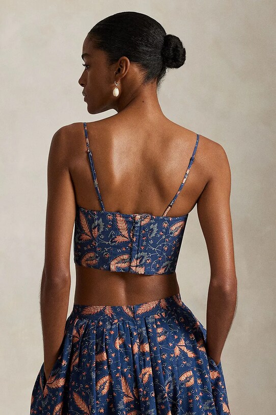 Bavlněná halenka Polo Ralph Lauren 211970745 modrá SS25