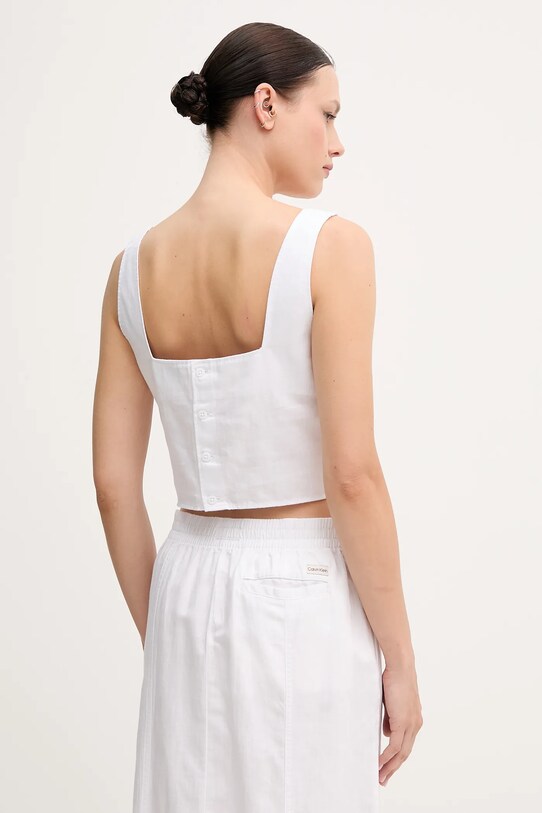 Oblečenie Blúzka s prímesou ľanu Calvin Klein Jeans J20J225347 biela