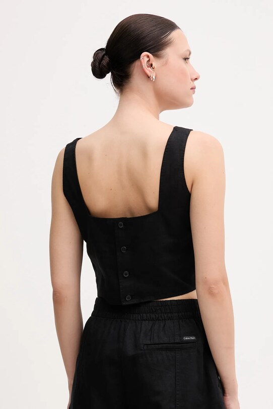 Ρούχα Μπλούζα με μείγμα από λινό Calvin Klein Jeans J20J225347 μαύρο