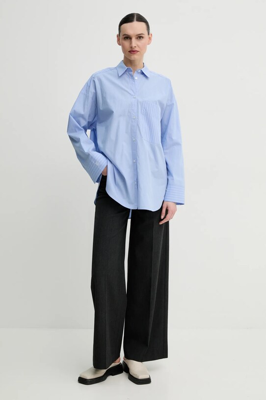 Bavlněná košile By Malene Birger DERRIS 103165 modrá SS25