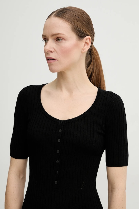 Herskind bluzka z domieszką jedwabiu Mie czarny 5535106