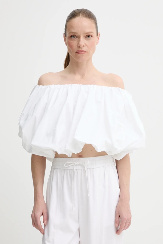 Herskind bluza din bumbac Hamilton uni alb 5560202