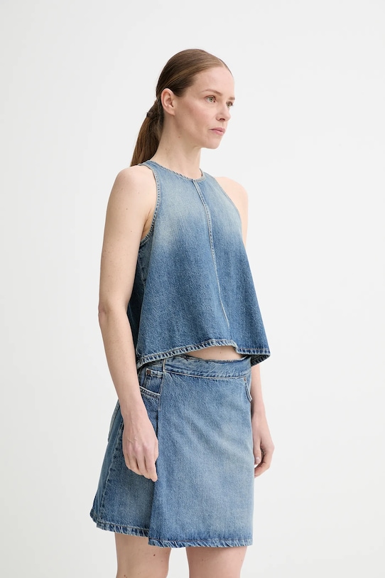 Won Hundred top din denim uni albastru 3605.15155
