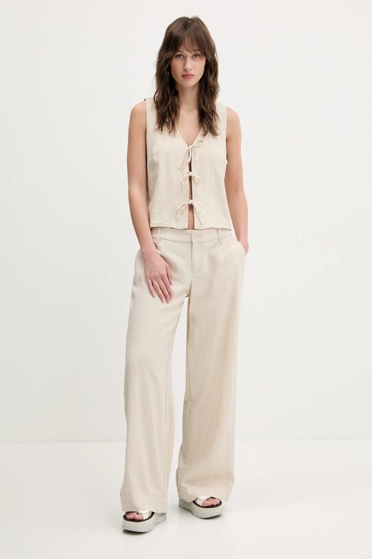 Hollister Co. kamizelka lniana KI340.5068.400 beżowy SS25