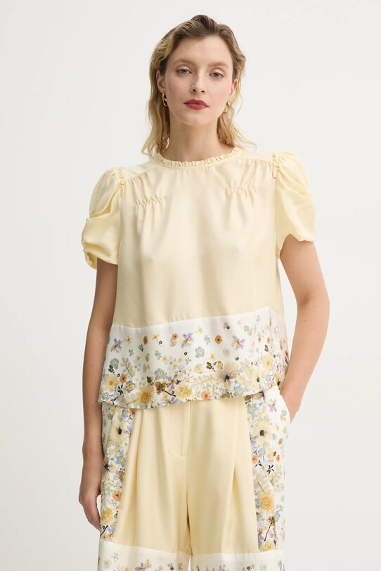 MUNTHE bluza de matase FAHSAI cu modele bej 251100925118