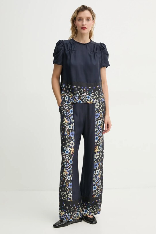 MUNTHE bluza de matase FAHSAI 251100925118 bleumarin SS25