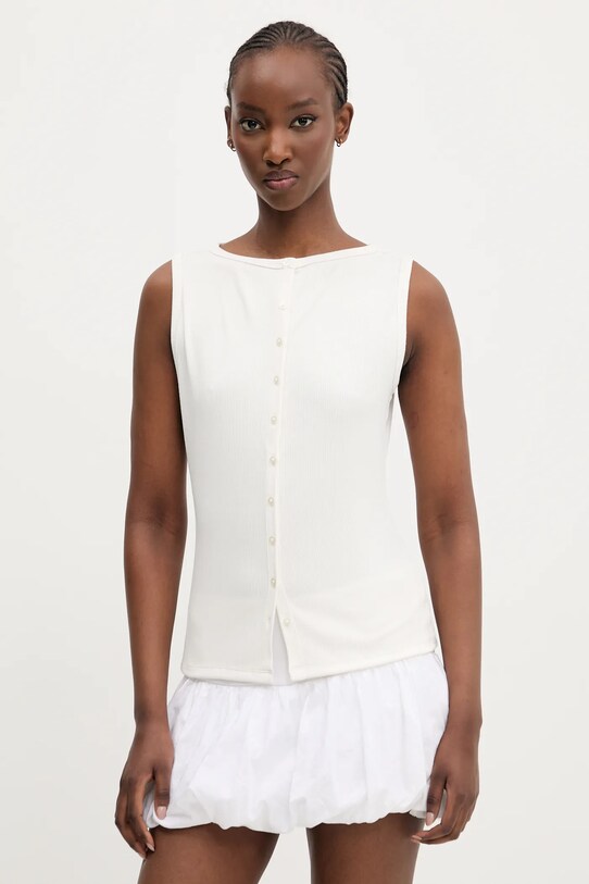 Abercrombie & Fitch bluzka z elastanem beżowy KI139.5175.178