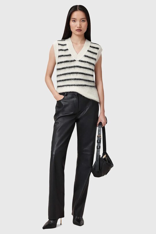 AllSaints vesta de lana RIGA W002KC alb