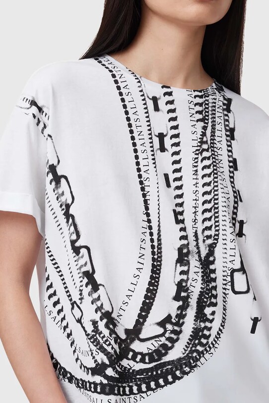AllSaints bluza din bumbac METALLO W039JC alb SS25