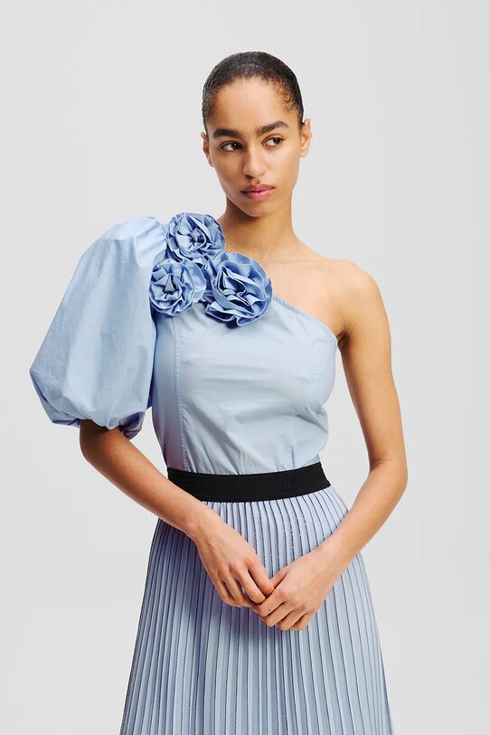 Βαμβακερή μπλούζα Karl Lagerfeld slim μπλε A2W11008