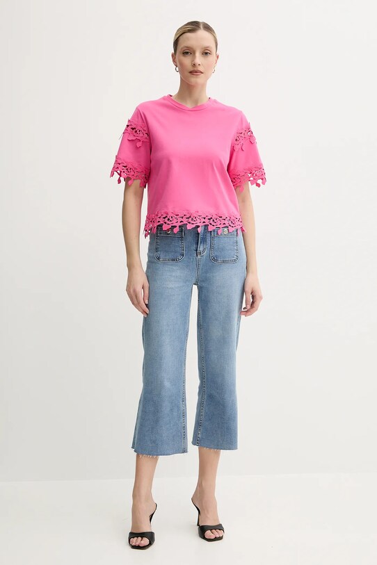 Morgan tricou din bumbac DFUTUR DFUTUR roz SS25