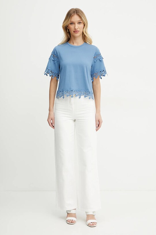 Morgan tricou din bumbac DFUTUR DFUTUR albastru SS25