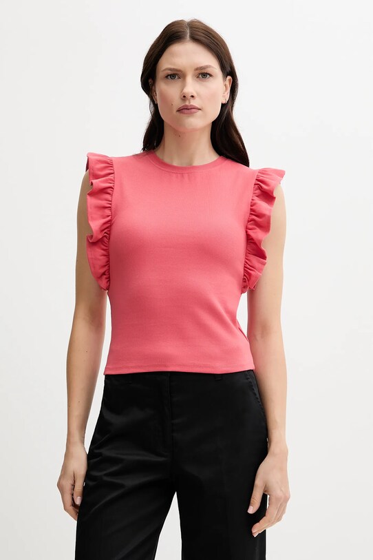 United Colors of Benetton top z elastanem różowy 3FMED10A3