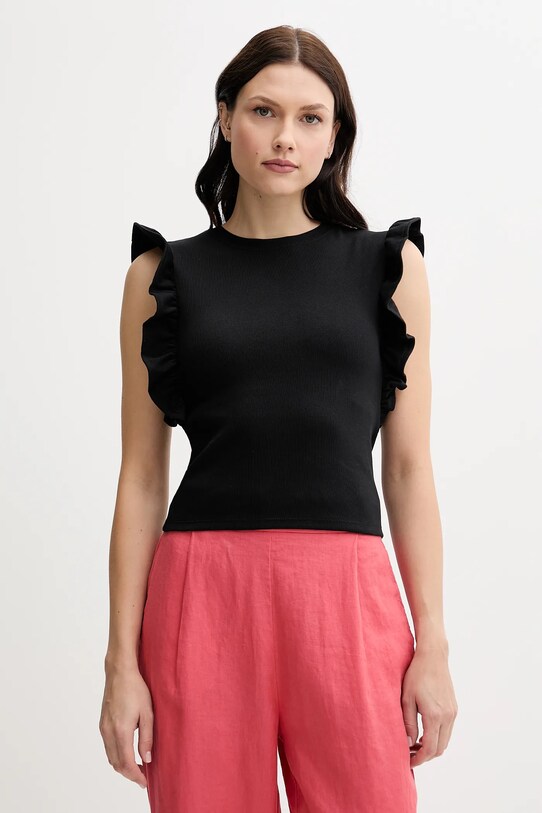 United Colors of Benetton top z elastanem czarny 3FMED10A3