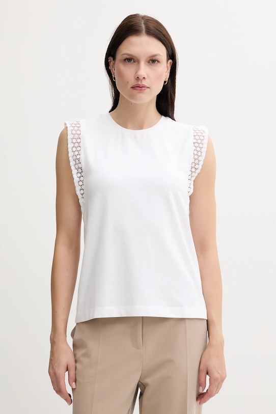 Top United Colors of Benetton nášivka biela 3IFVD10AC