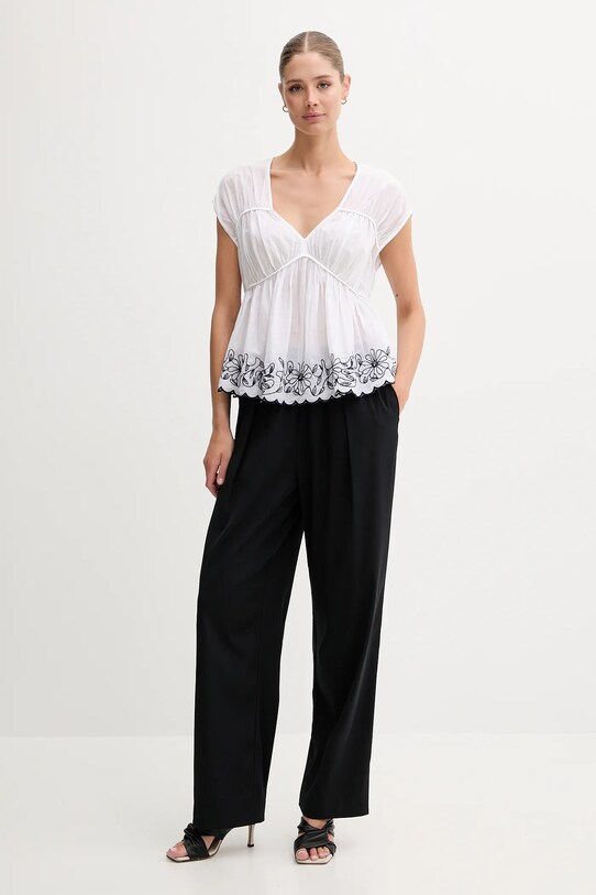 United Colors of Benetton bluză din bumbac 5VZCDQ0C3 alb SS25