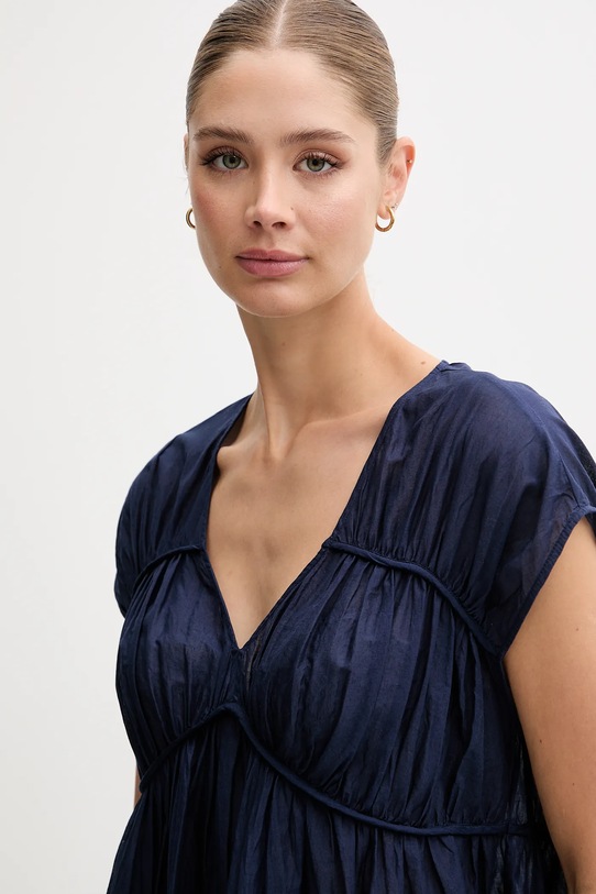 United Colors of Benetton blúz pamutból sötétkék 5VZCDQ0C3