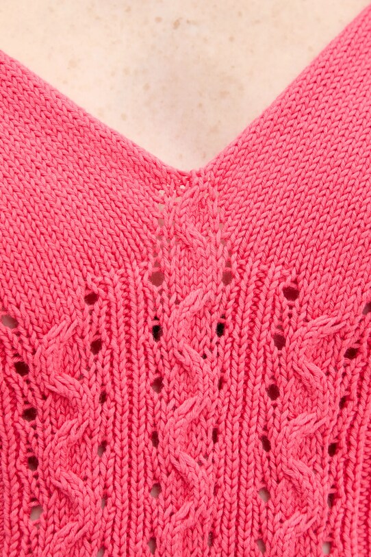 United Colors of Benetton top din bumbac 101TDH01B roz