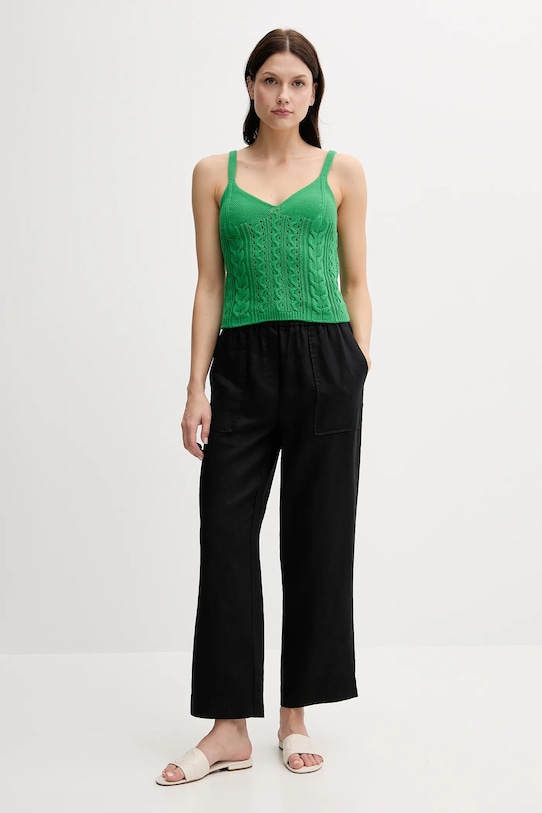 United Colors of Benetton top din bumbac 101TDH01B verde SS25