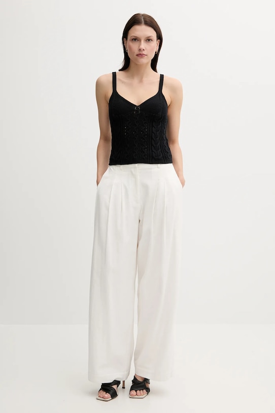 United Colors of Benetton top din bumbac 101TDH01B negru SS25