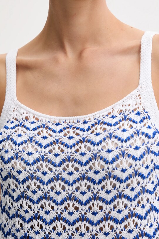 United Colors of Benetton top din bumbac 1498EH01D alb