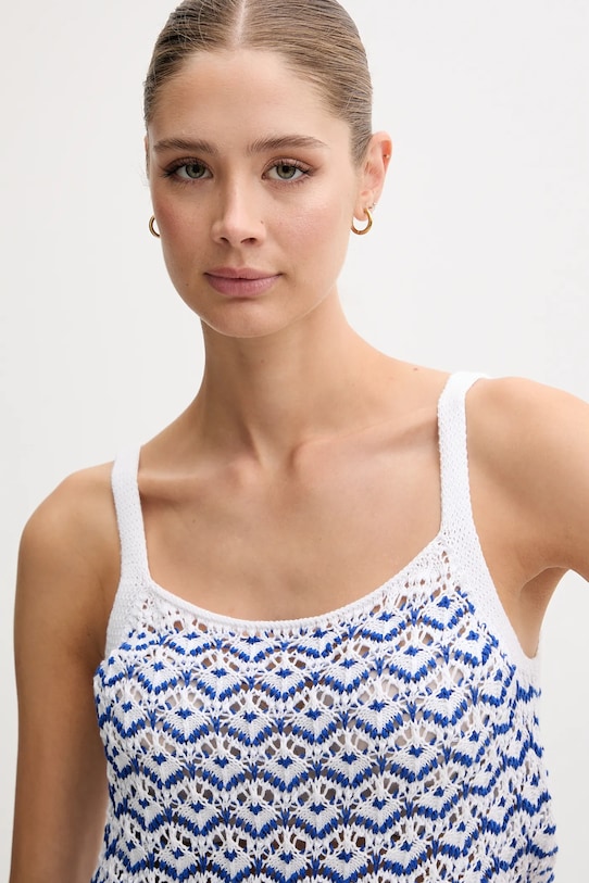 United Colors of Benetton top din bumbac albastru 1498EH01D