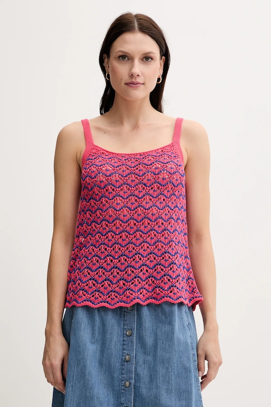 United Colors of Benetton top din bumbac cu modele roz 1498EH01D