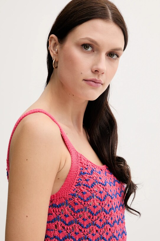 United Colors of Benetton top bawełniany różowy 1498EH01D