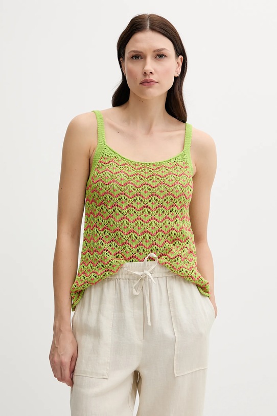 United Colors of Benetton top bawełniany wzorzyste zielony 1498EH01D
