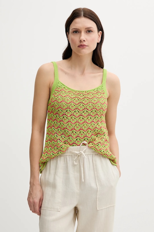United Colors of Benetton top din bumbac cu modele verde 1498EH01D