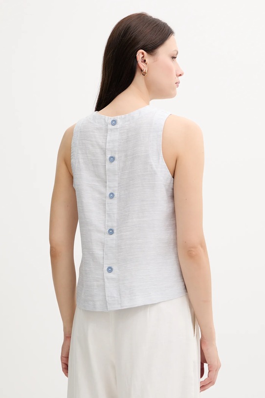 Îmbrăcăminte United Colors of Benetton bluză din amestec de in 5YPVDQ0BL albastru