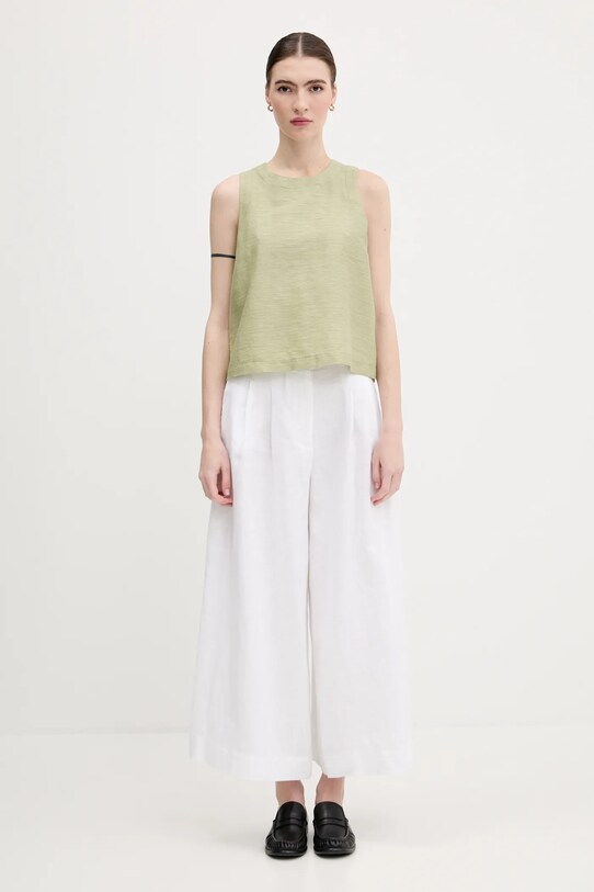 United Colors of Benetton felső vászonkeverékkel 5YPVDQ0BL zöld SS25