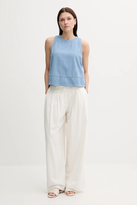 United Colors of Benetton blúz pamutból 5DHJDH00Q kék SS25