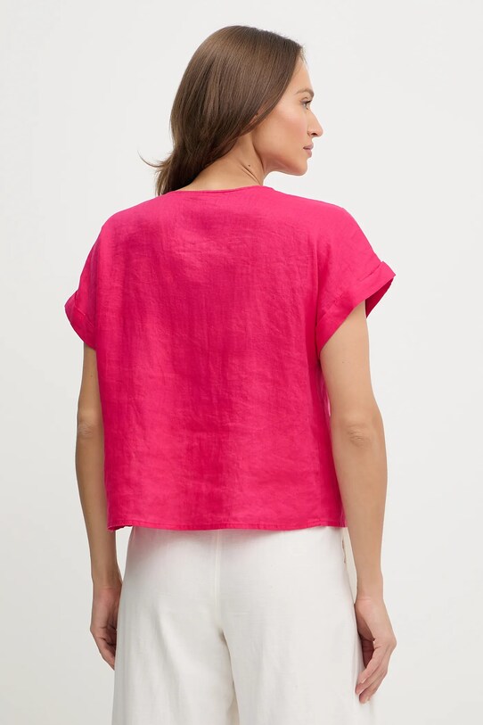 Odzież United Colors of Benetton bluzka lniana 5BMLDQ0BR różowy