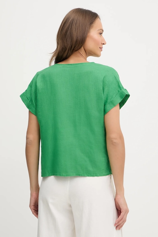 United Colors of Benetton bluză din in 5BMLDQ0BR verde SS25